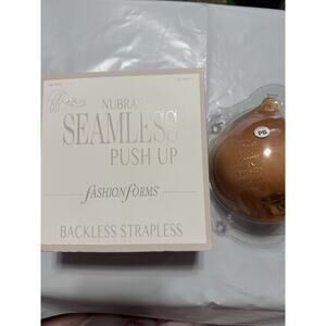 NuBra Adhesive Bra Tan B Cup Backless Strapless Seamless Push Up Bra Mocha